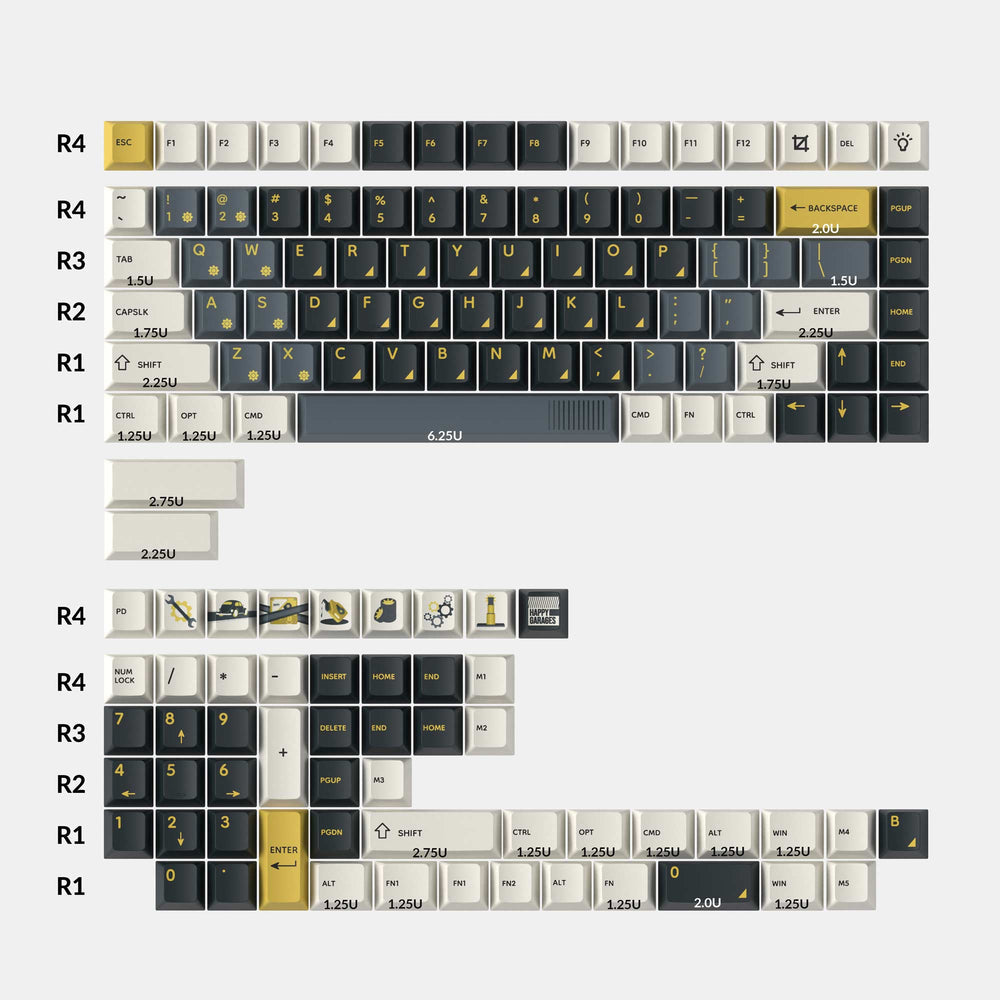 Retro Garage - Cherry Profile Dye-Sub PBT Full Keycap Set