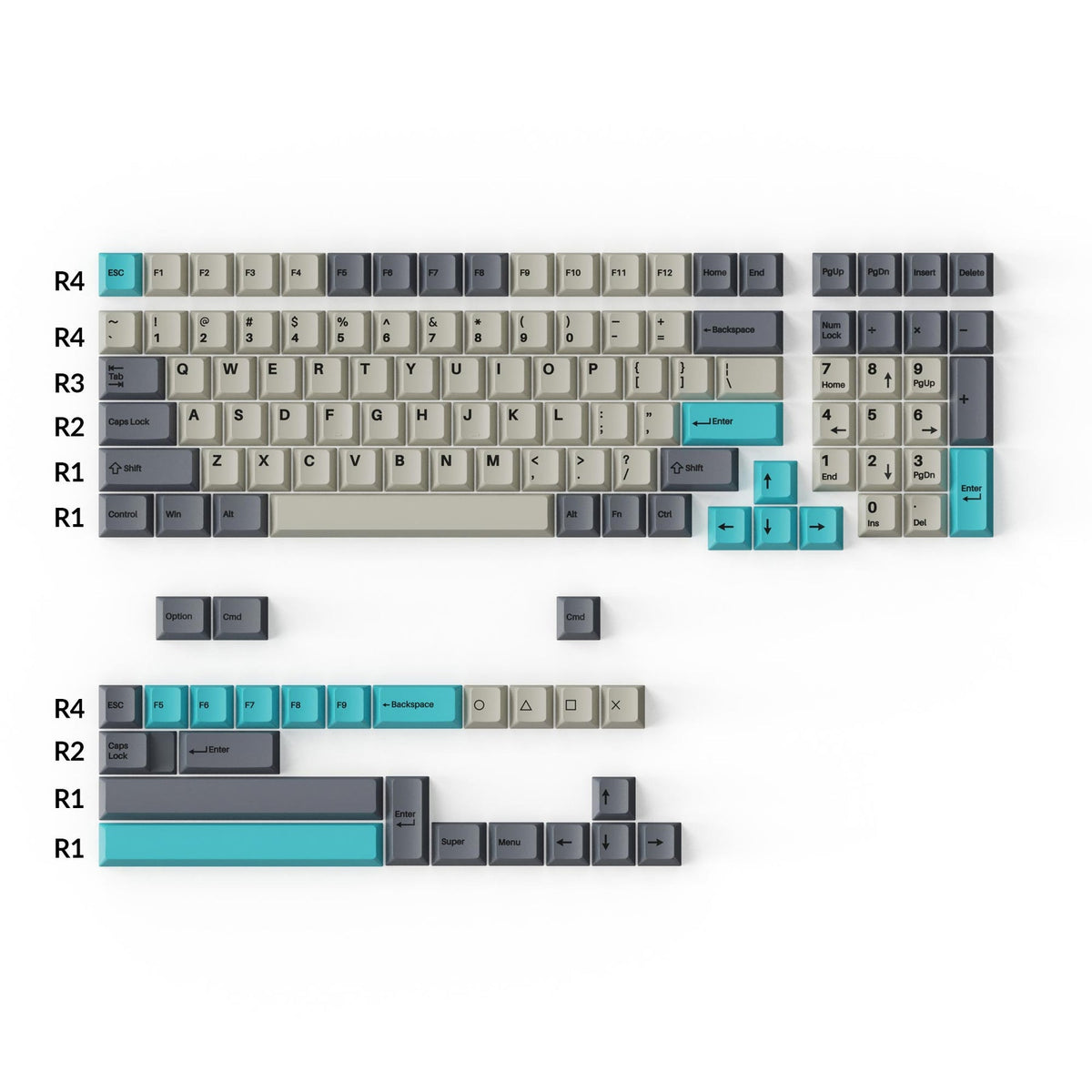 Juego completo de teclas PBT de doble disparo Cherry Profile - Azul Dolch