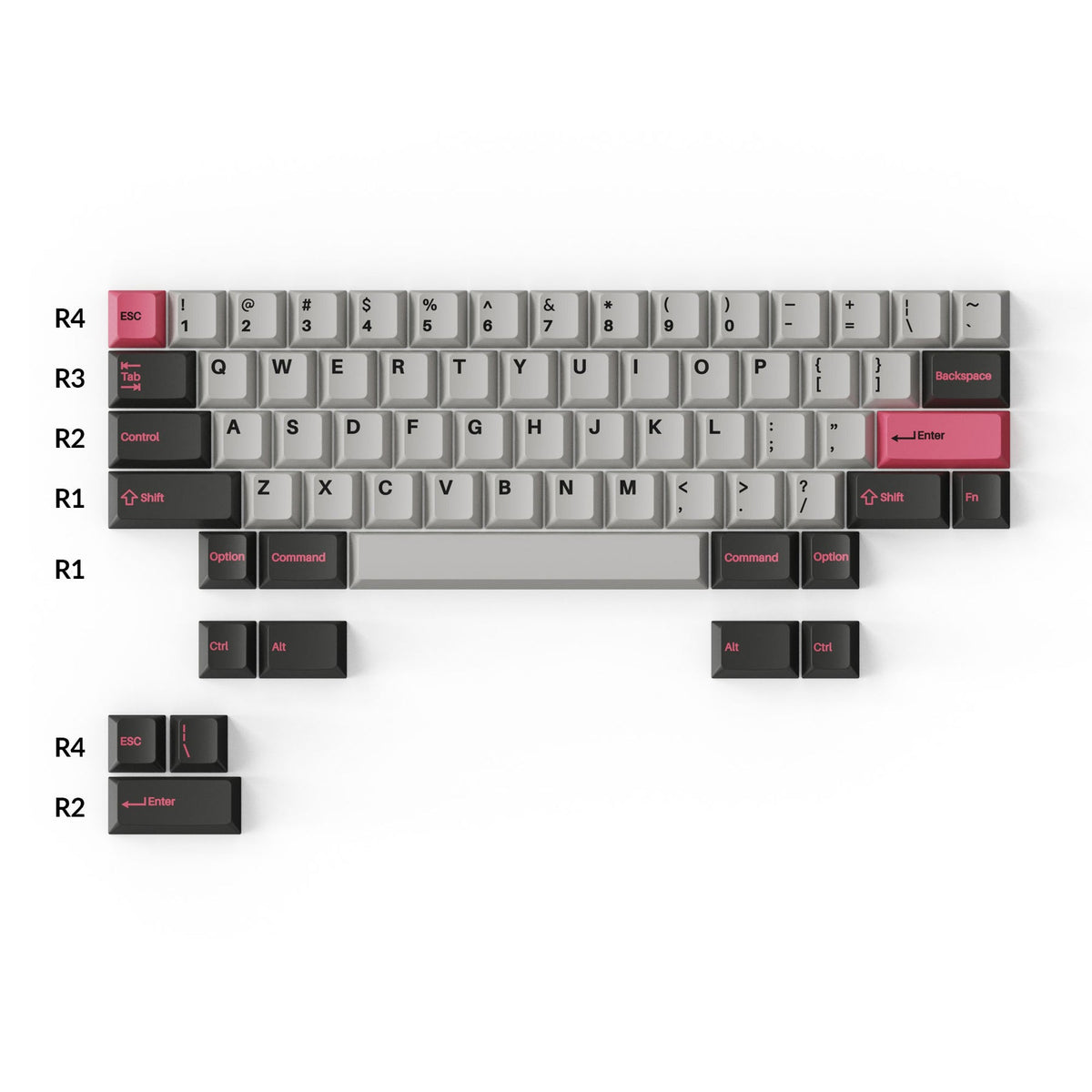 Conjunto completo de teclas PBT de perfil cereja Double-Shot - Dolch Pink