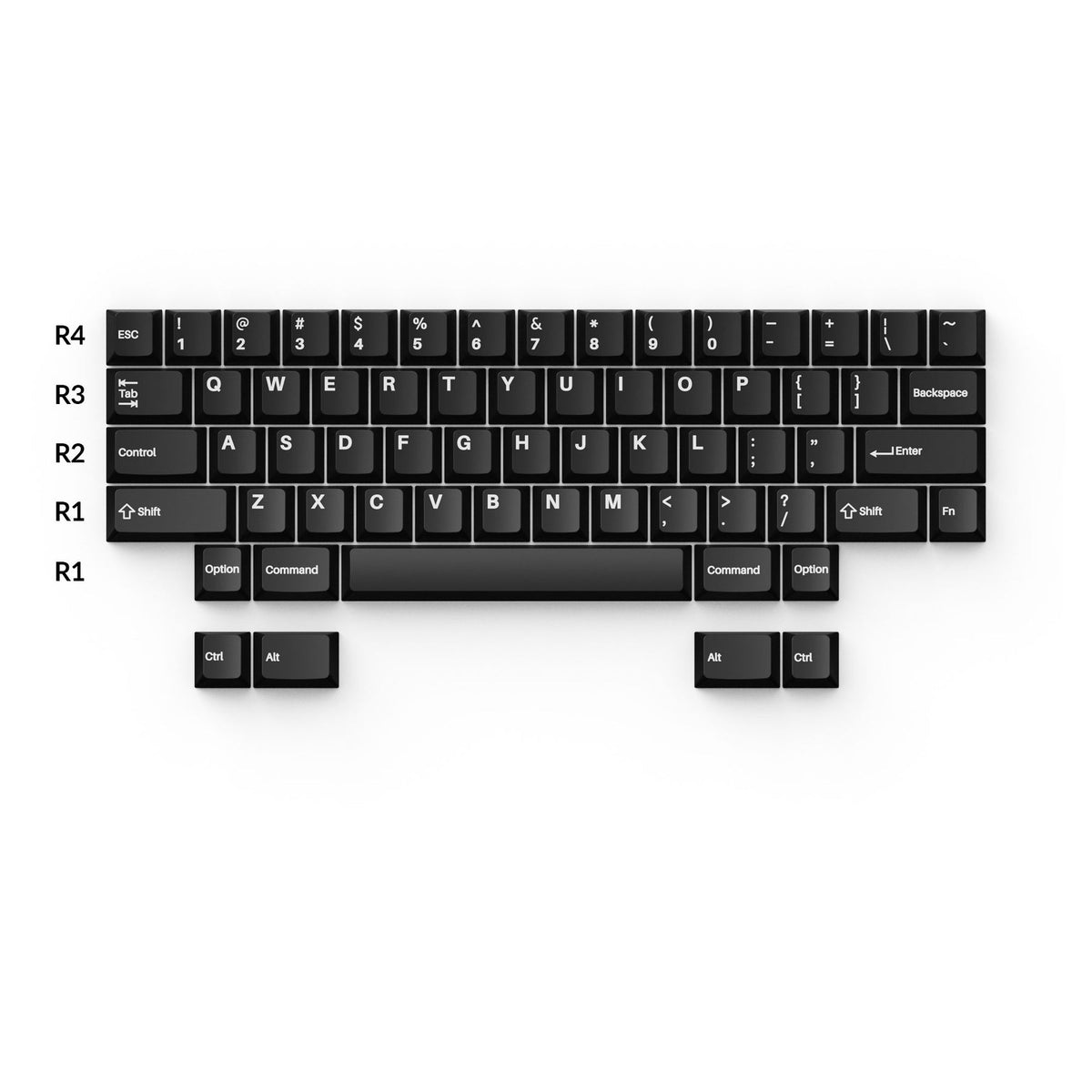 Cherry Profile Double - Shot PBT Juego completo de teclas - Blanco sobre negro - Wob