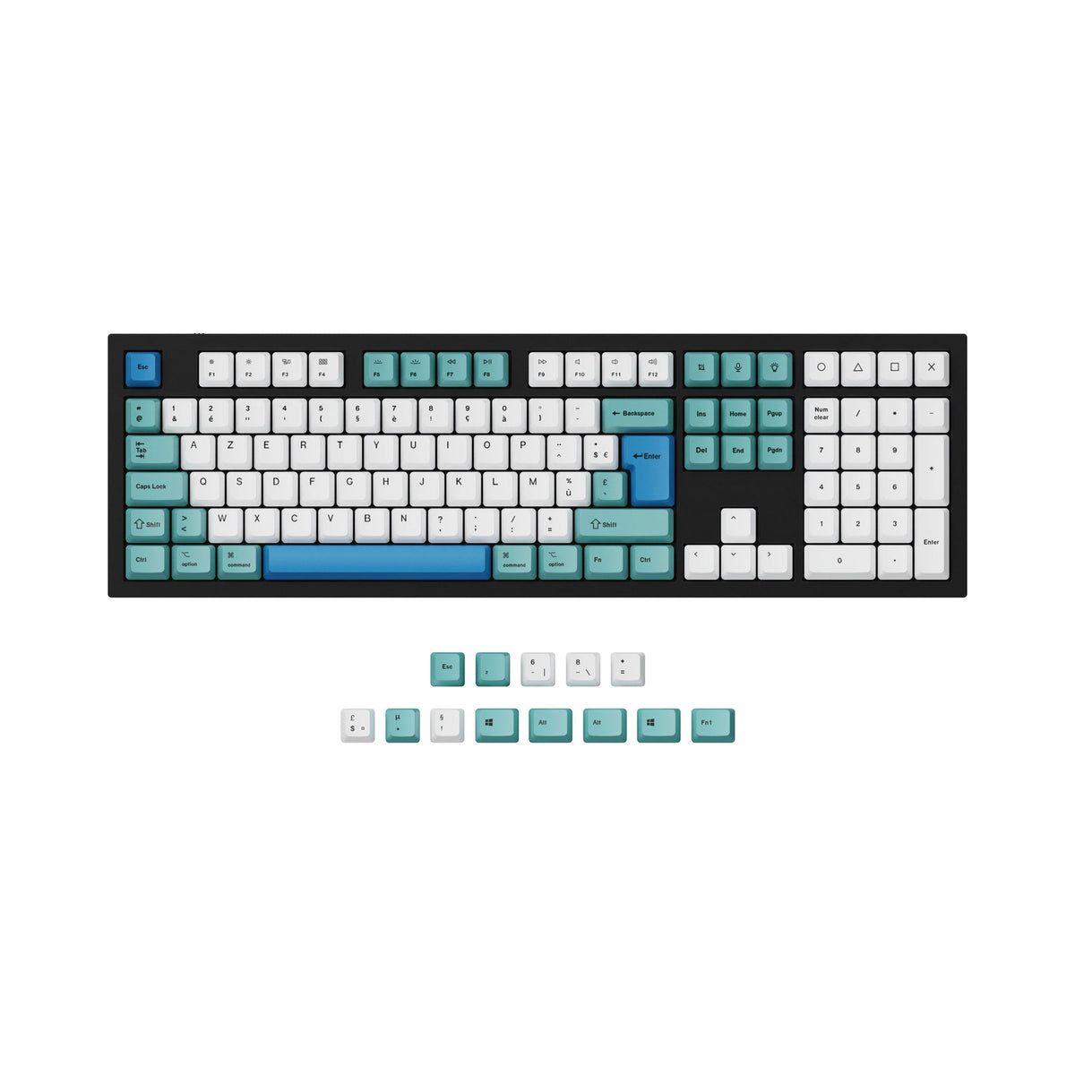 Juego de teclas PBT con sublimación de tinta OEM ISO y ANSI Q3, Q4, Q6 y K8 - Iceberg