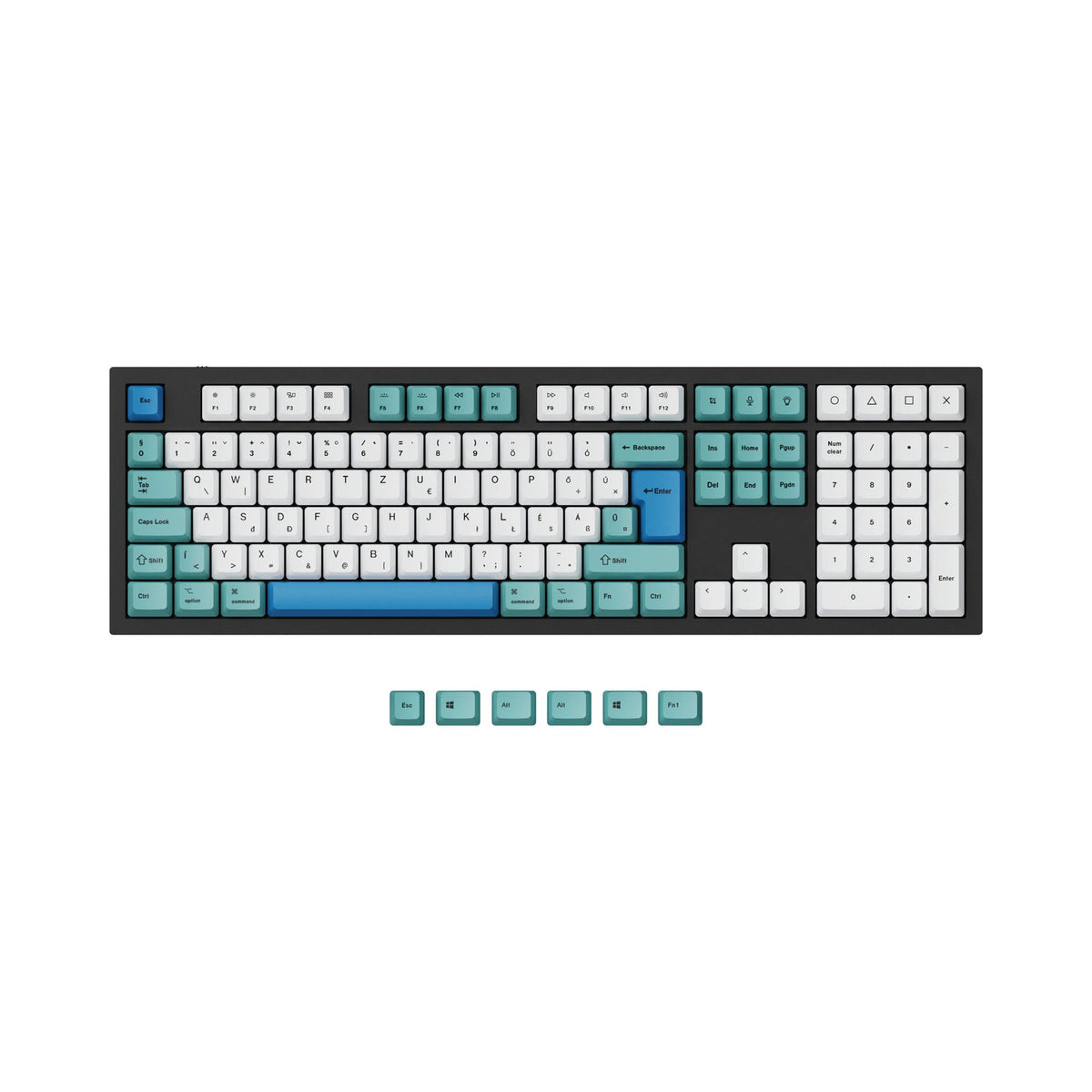 Juego de teclas PBT con sublimación de tinta OEM ISO y ANSI Q3, Q4, Q6 y K8 - Iceberg