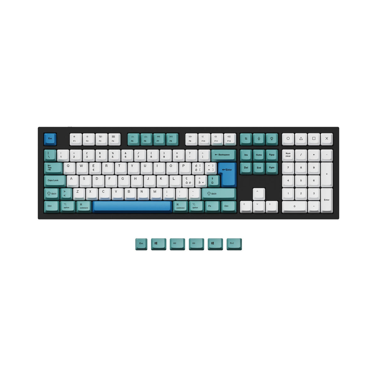 Juego de teclas PBT con sublimación de tinta OEM ISO y ANSI Q3, Q4, Q6 y K8 - Iceberg