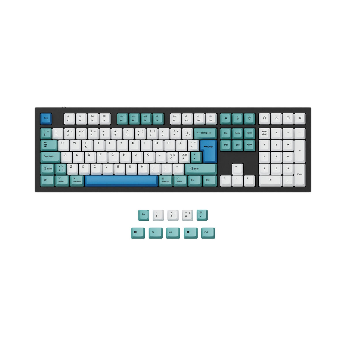 Juego de teclas PBT con sublimación de tinta OEM ISO y ANSI Q3, Q4, Q6 y K8 - Iceberg