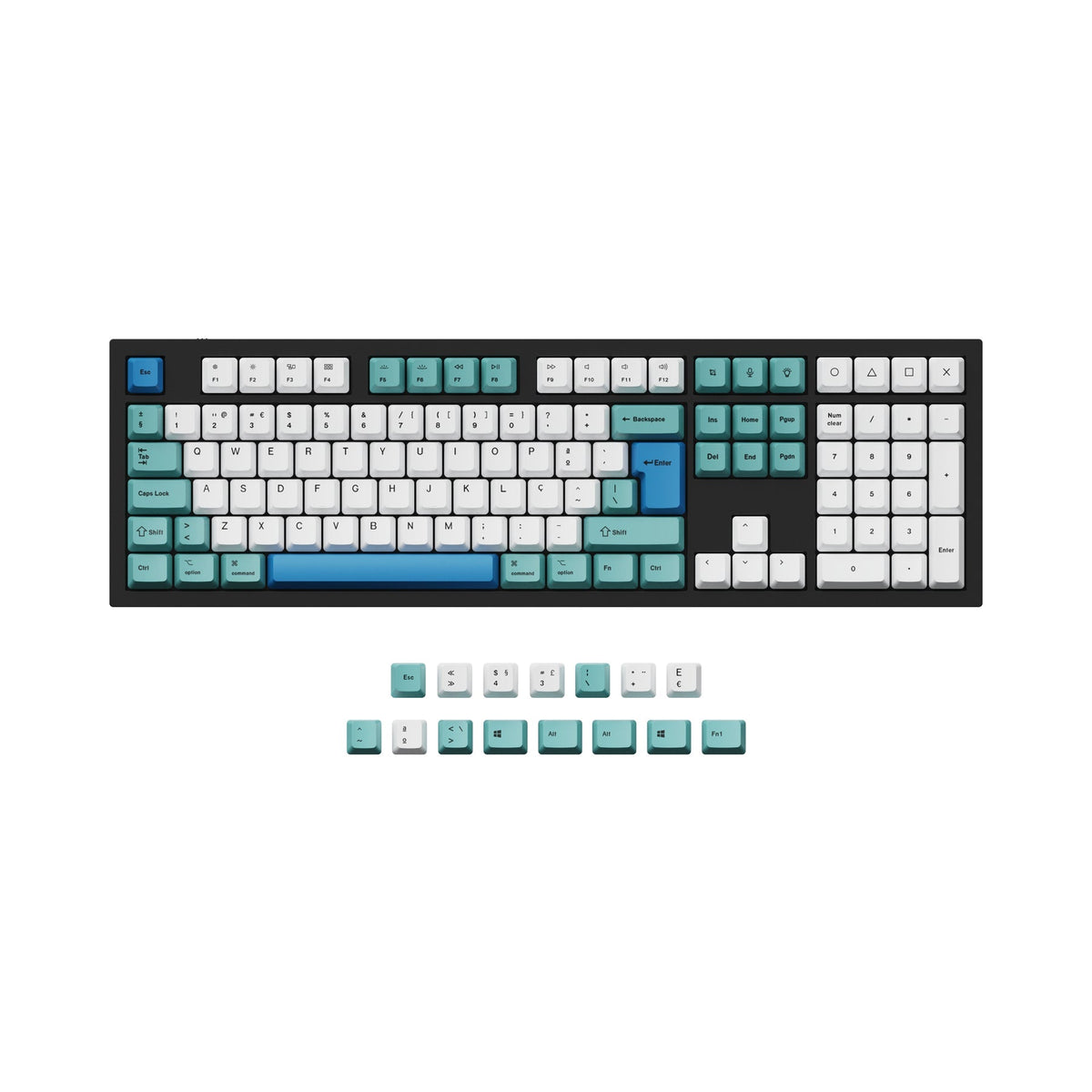 Juego de teclas PBT con sublimación de tinta OEM ISO y ANSI Q3, Q4, Q6 y K8 - Iceberg