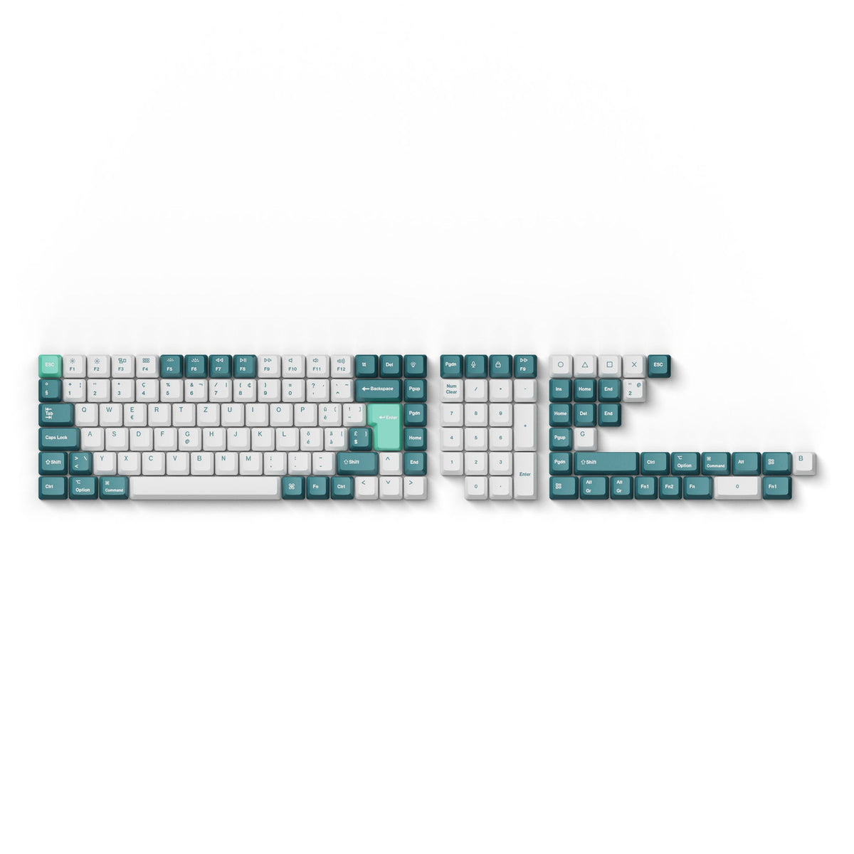 Conjunto completo de teclas ISO OEM Dye-Sub PBT - Branco Menta