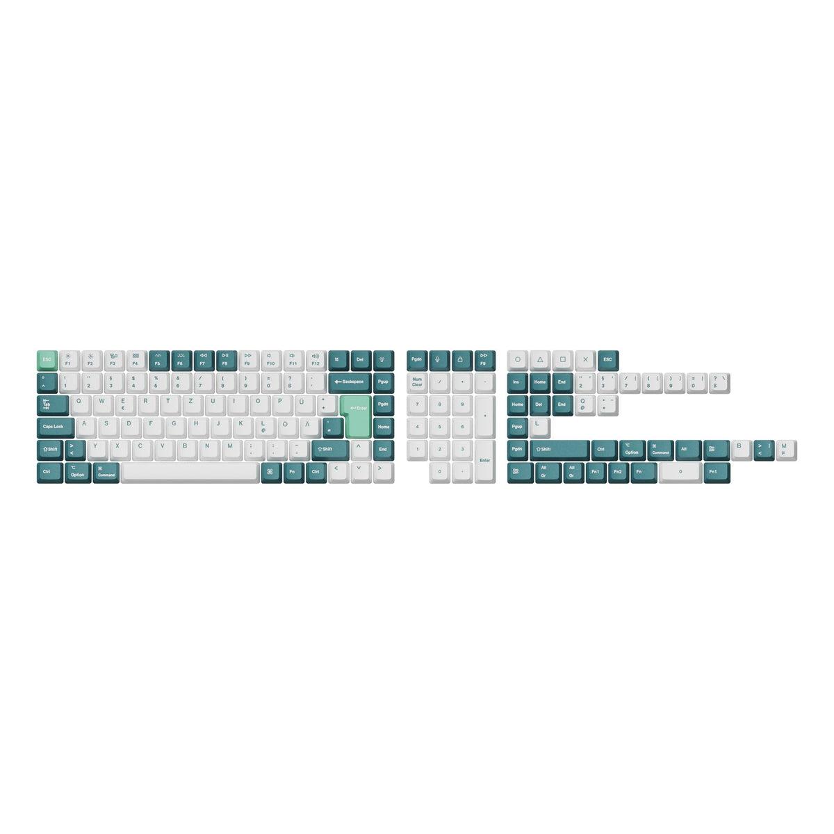 Conjunto completo de teclas ISO OEM Dye-Sub PBT - Branco Menta