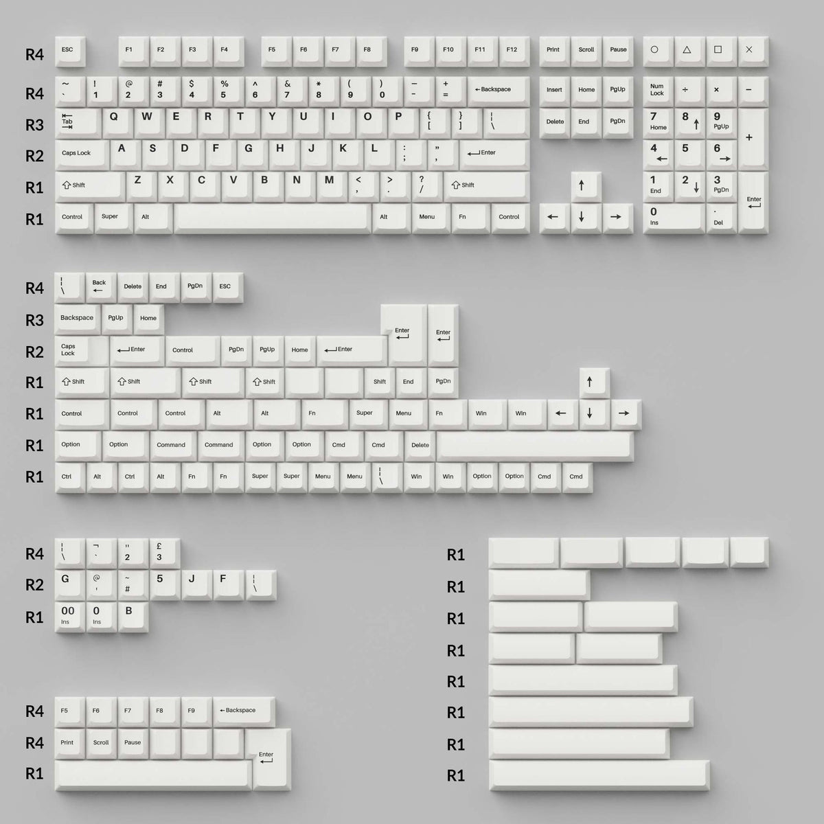 Cherry Profile Double - Shot PBT Juego completo de teclas - Negro sobre blanco - Arco