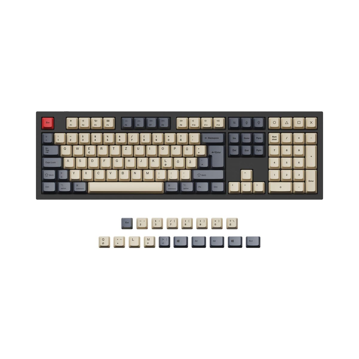 Juego de teclas OEM Dye-Sub PBT ISO y ANSI Q3, Q4, Q6 y K8, carbono