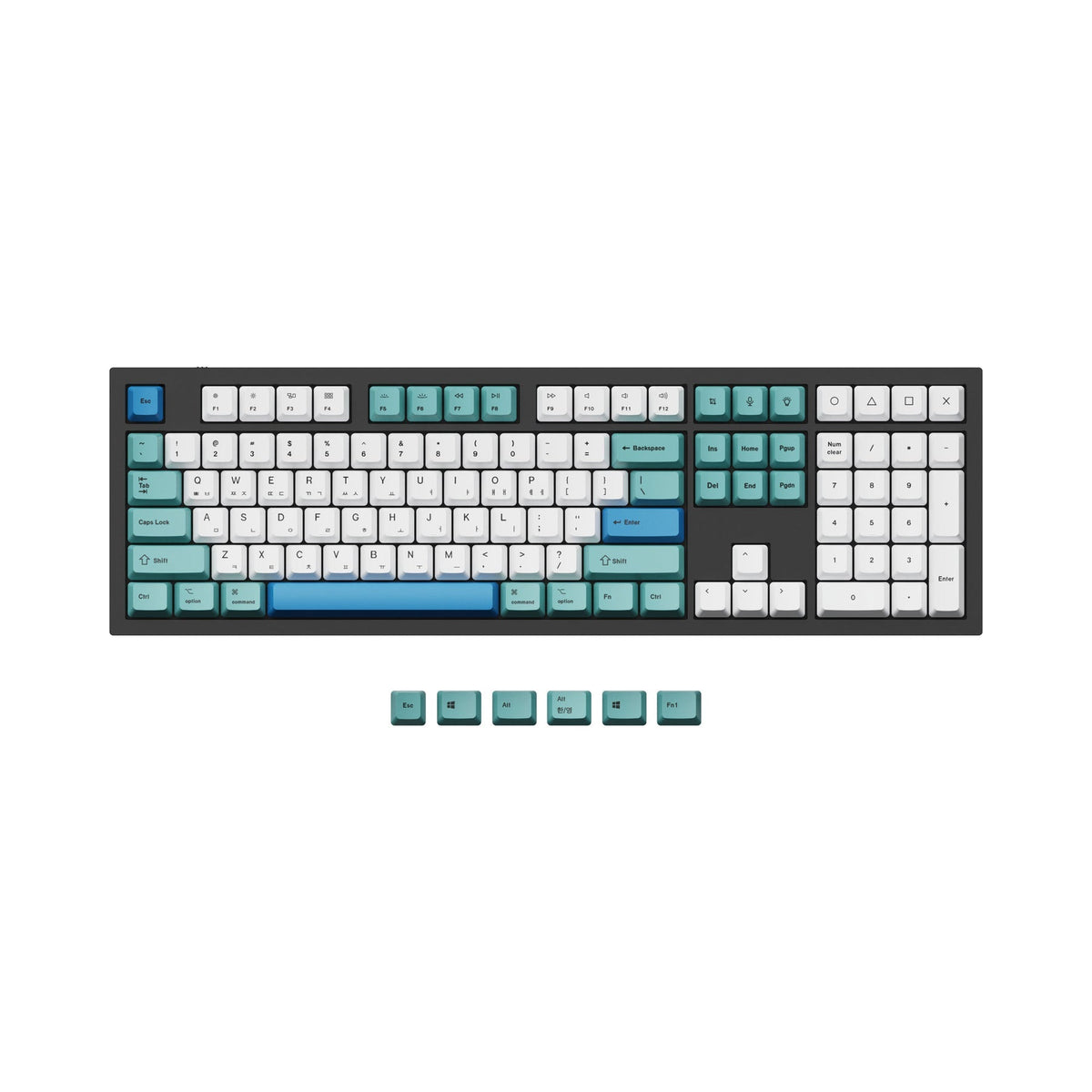 Juego de teclas PBT con sublimación de tinta OEM ISO y ANSI Q3, Q4, Q6 y K8 - Iceberg