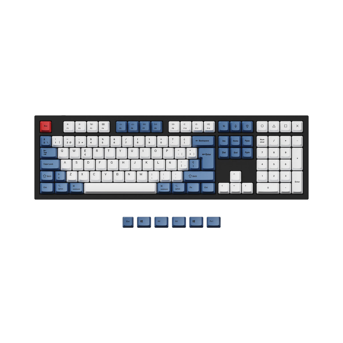 Juego de teclas PBT con sublimación de tinta OEM ISO y ANSI Q3, Q4, Q6 y K8, azul
