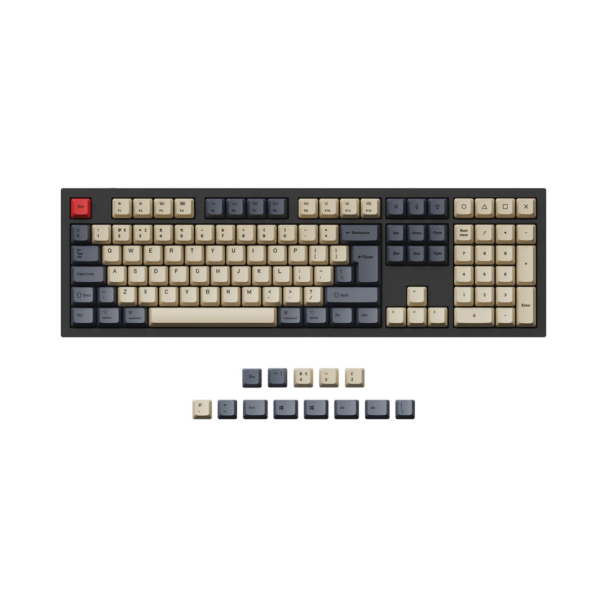 Juego de teclas OEM Dye-Sub PBT ISO y ANSI Q3, Q4, Q6 y K8, carbono