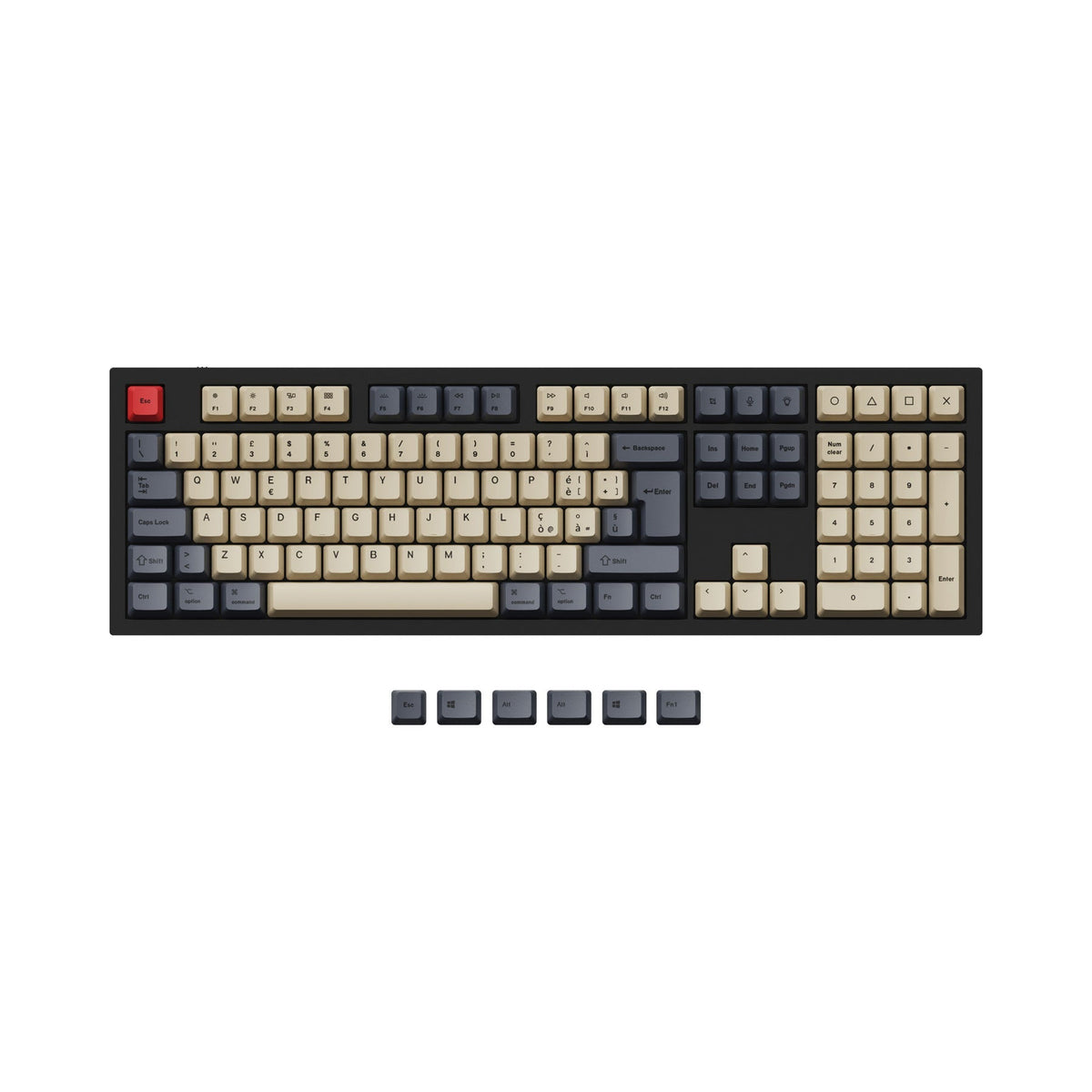Juego de teclas OEM Dye-Sub PBT ISO y ANSI Q3, Q4, Q6 y K8, carbono