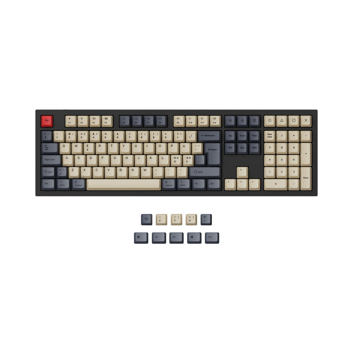 Juego de teclas OEM Dye-Sub PBT ISO y ANSI Q3, Q4, Q6 y K8, carbono