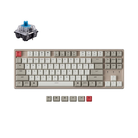 Keychron K8 tenkeyless wireless mechanical keyboard for Mac Windows iOS non backlight with keychron switch blue hot swappable