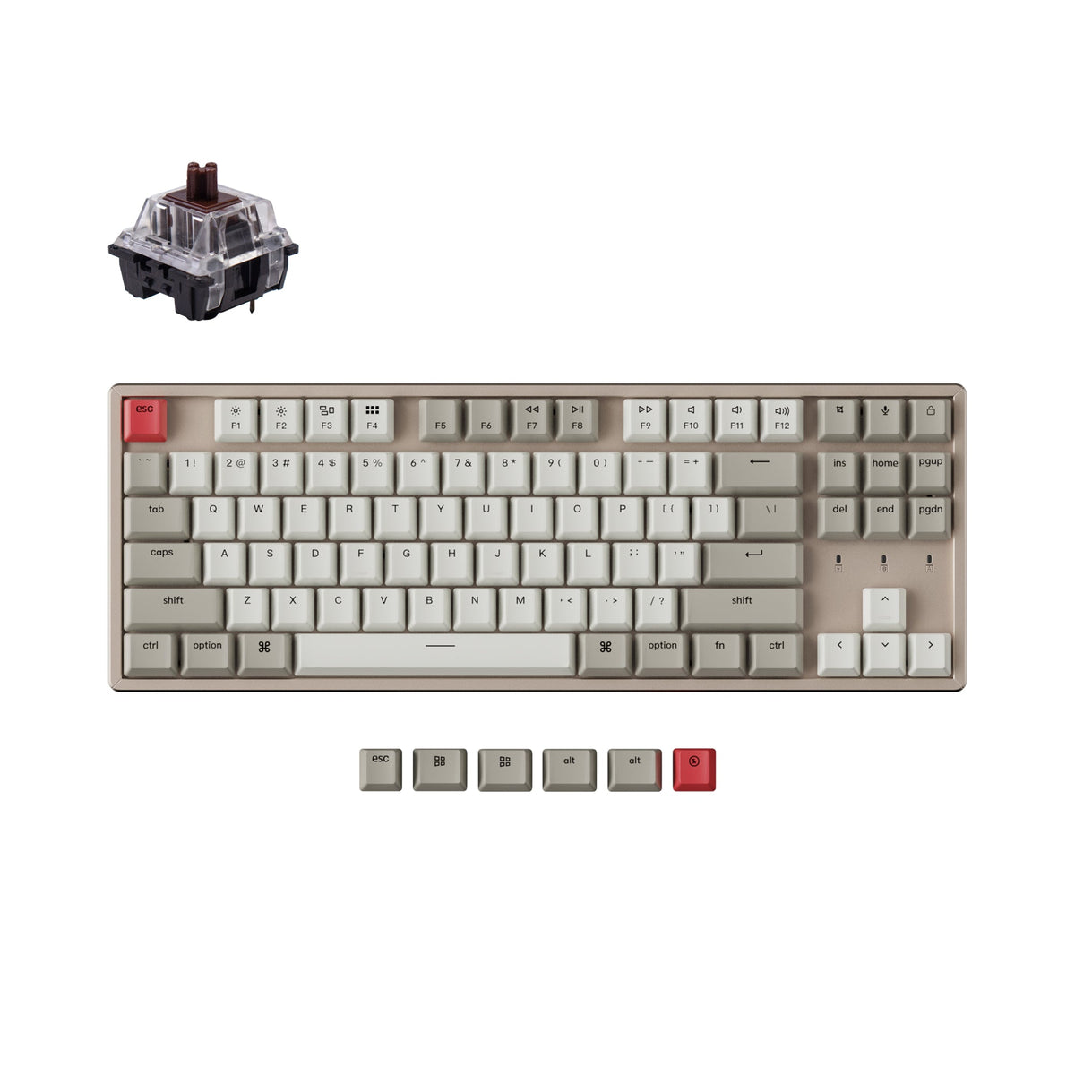 Keychron K8 tenkeyless wireless mechanical keyboard for Mac Windows iOS non backlight with keychron switch brown hot swappable