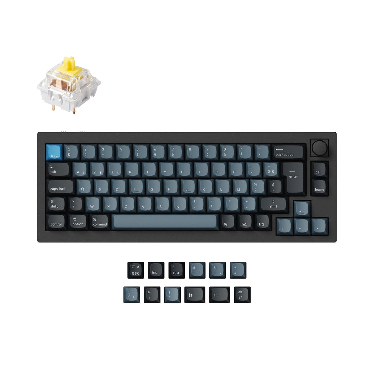 Keychron q2 pro qmk/via coleção de layout iso de teclado mecânico personalizado sem fio