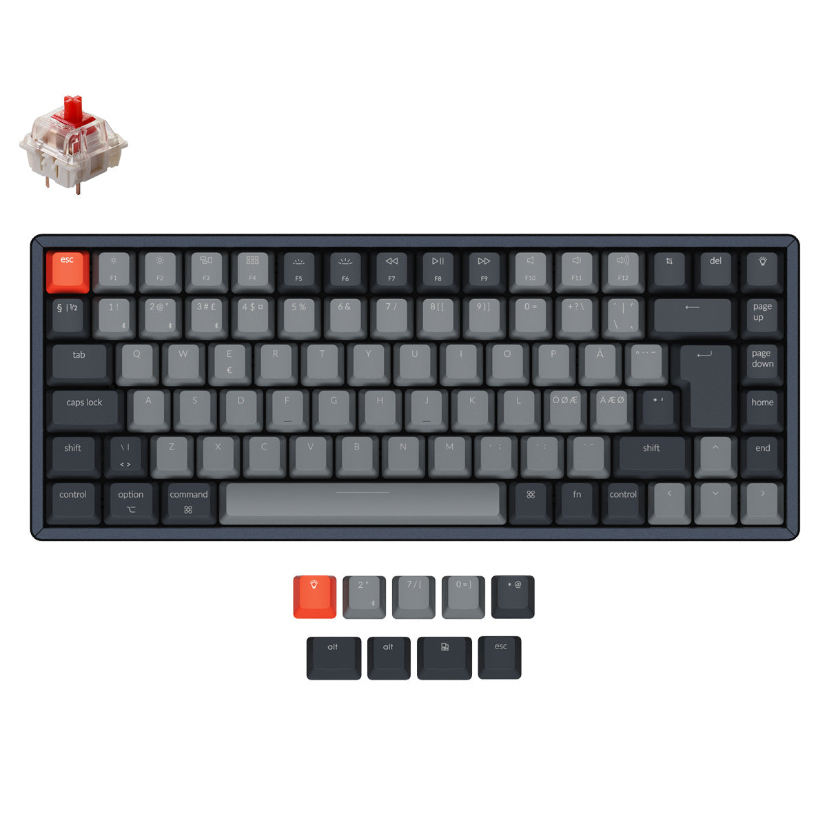 Teclado mecânico sem fio Keychron K2 (layout ISO nórdico) - Versão 2